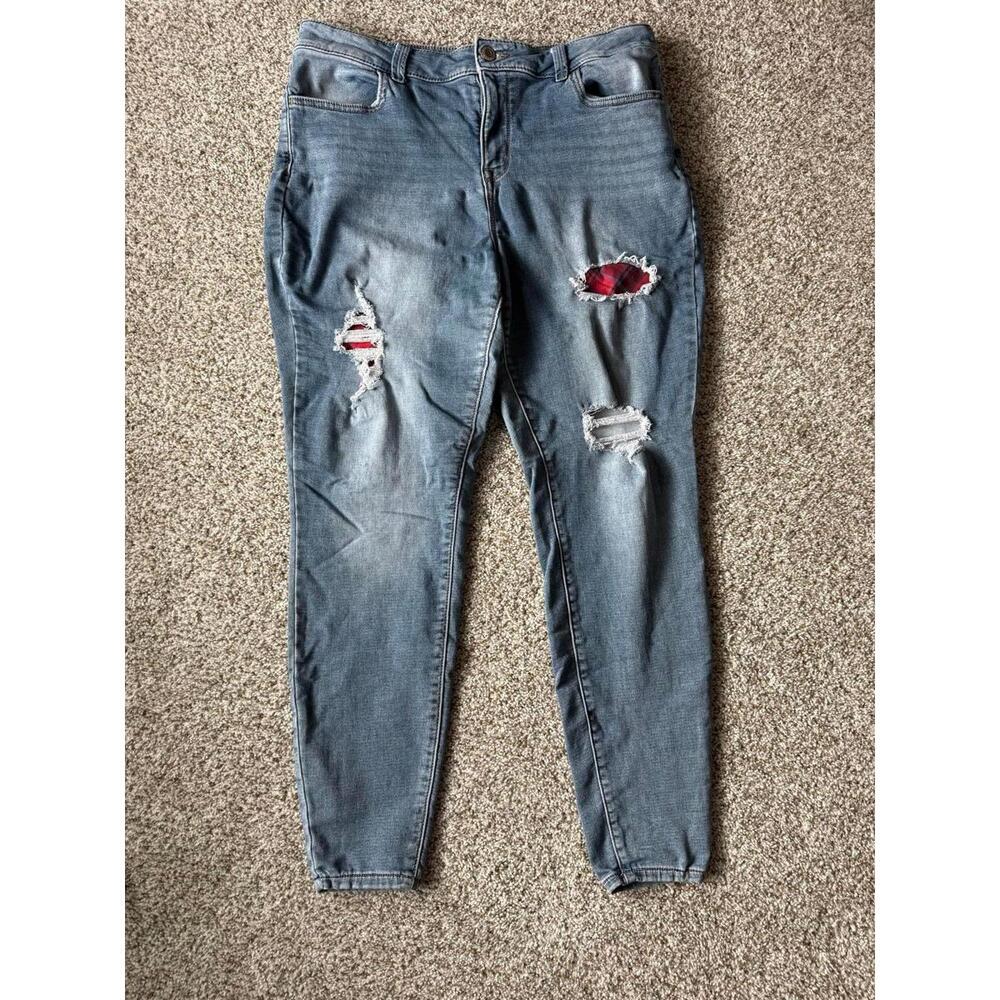 MJeans Maurices Women's Comfort Buffalo Plaid High Rise Flannel Jeans XL Long